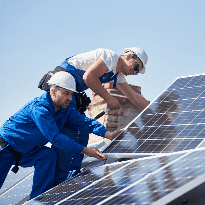 visual image of solar panels being installed