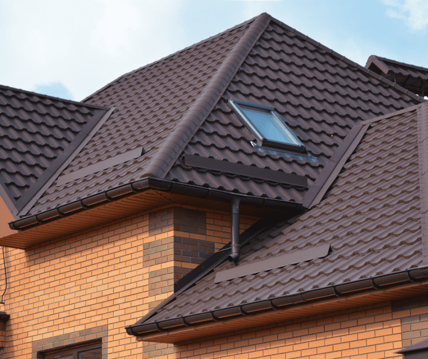Image of skylight on metal roof